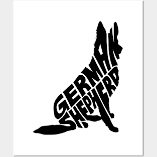 German shepherd black Posters and Art